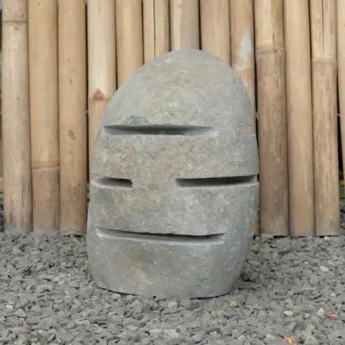 Product image of the product “Garden latern with more slices, removable bottom cover for lamp, approx. 35cm height, natural stone (Riverstone), stonemasonry ”